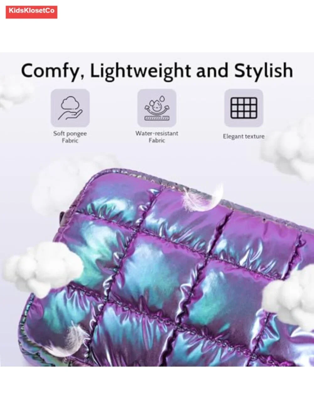 Quilted Puffer Makeup Bag with Crossbody Strap - Travel Toiletry Organizer